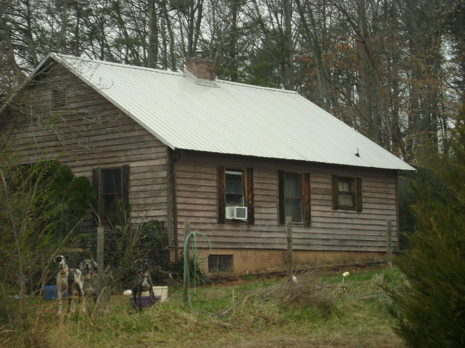 White metal roof on an old wood sided farmhouse in Homerville
